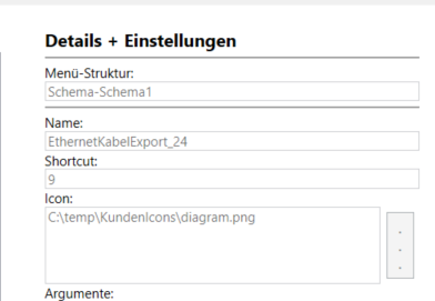MenuBuilder – Detailansicht Einstellungen